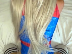 Enthousiasteling, Blond, Pijpbeurt, Hondjeshouding, Jurk, Hardcore, Ondergoed, Gezichtspunt