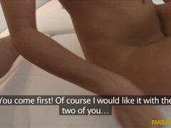 Enthousiasteling, Pijpbeurt, 1 man 2 vrouwen, Hardcore, Huisgemaakt, Kantoor, Gezichtspunt, Realiteit