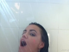 Amateur, Morena, Afeitado, Ducha, Solo