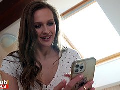 Stacy Cruz and Charli Dean hook up on Tinder and get their fake hubby creampied