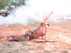 軍人, アジア人, お尻, フェラチオ, 茶髪の, バック, アウトドア, 剃毛