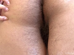 Ass, Brunette, Chubby, Hairy, Masturbation, Puffy nipples, Shower