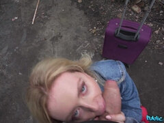 Today I met blonde tourist Ruby Lee, who needed directions to the train station. The sexy Brit was dressed like a slut, and it wasn’t long before sh