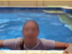Hot Milf Wifey Flashes Her Big Braless Tits in Pool - Outdoor Public Nudity