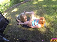 Cunnilingus, Amateur, Pareja, Consolador, Hembra, Penetracion con dedos, Lamidas, Al aire libre