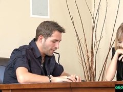 ginger-haired first-timer riding fuckpole during sexgame