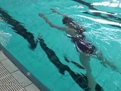 素人, 緊縛, ブロンド, 女, プール, 公共, 現実, 一人