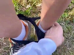 Grote kont, Pijpbeurt, Universiteit, Sperma, Frans, Buiten, Schoolmeisje, Tieten likken