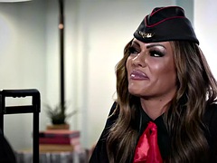 Blasen, Freundin, Handjob, Muschi, Stewardess, Ablutschen, Titten, Uniform