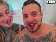Cul à la bouche, Gorge profonde, Bâillonner, Allemand, Énorme, Italienne, Tatouage, Serré