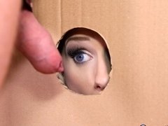 Grote kont, Blond, Rondborstig, Hondjeshouding, Jurk, Muurgat, Ondergoed, Tieten likken