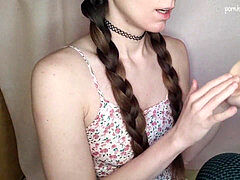 Audio porn, pigtails, clueless girl