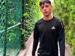 Hot slim twink latino boy huge dick handjob
