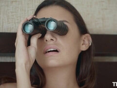 Natural young brunette Cristin is touching her hungry crack