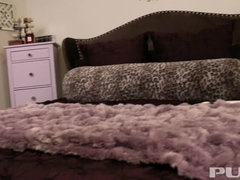 ベッドルーム, デカパイ, ブロンド, レズビアン, オナニー, 淫乱熟女, おもちゃ