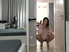 素人, 茶髪の, ディルド, 足フェチ, ヒール, 淫乱熟女, 一人, バイブレーター
