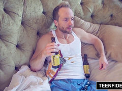 TEENFIDELITY Karla Kush blasts on pipe and drinks Cum
