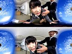 Tridimensionnel, Sucer une bite, Japonaise, Bureau, Pov, Réalité