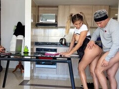 Sneaky roommate hooks up with his buddy's hot Latina girlfriend while he plays video games