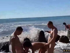 Leie, Strand, Blasen, Spermaladung, Gruppensex, Selbstgemacht, Orgie, Russisch