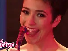 茶髪の, 女, 目瞪口呆, Hd, ヌード, 一人, オッパイの, おもちゃ