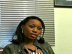 Amateur ebony filmed at a real porn casting audition