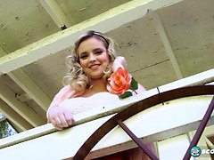 Blonde hottie Codi Vore goes wild with her big tits and hairy pussy in the great outdoors