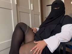 Arabe, Gros cul, Noire, Femelle, Masturbation, Orgasme, Collant, Chatte
