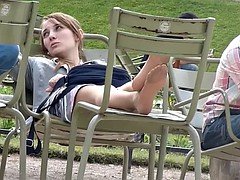 Amateur, Feet, Foot fetish, Nylon, Outdoor, Stockings, Voyeur