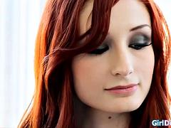 Big tits redhead lesbian is anal fucked with a face strapon