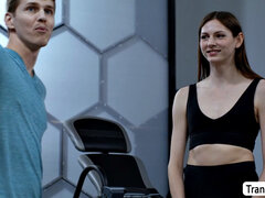 アナル, 舐める尻, フェラチオ, 茶髪の, ジム, 手コキする, シーメール, タトゥー