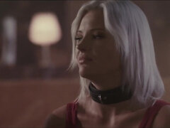 Grote mammen, Blond, Rondborstig, Gezichtzitten, Vrouw, Hakken, Lesbisch, Tieten likken