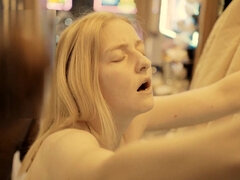 Gorgeous blonde housewife hardcore anal pounding in kitchen