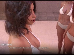 Busty brunette and hot blonde collide in this 3D visual novel gameplay