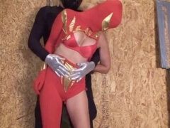 Superheroine humiliated and degraded in kinky cosplay scene