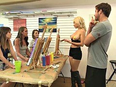 Slut gets payed for painting her nipples