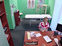 Hot blonde nurse Nikky wants to ride the patients dick