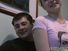 Ambi and Andrea pussyfucking at dorm party