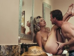 ブロンド, フェラチオ, アウトドア, オッパイの, トイレ