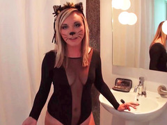 Sexy kitten is filmed as she does it doggy style here
