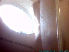 Rubia, Británico, Atrapados, Desnudo, Ducha, Voyeur