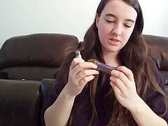 Reini Uses Vibrator THEN Dildo On Her cock-squeezing pinkish slit