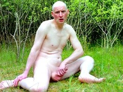 Gay naked, jerking off outside, gay cock