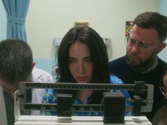 Pregnant girl is getting gangbanged by horny doctors