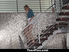 Zoe Parker gets a surprise creampie in her pussy while getting doggystyled in the living room