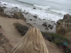Leie, Strand, Bikini, Blondine, Flashen, Freundin, Muschi, Hoch