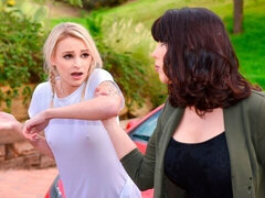 美女, ブロンド, キス, レズビアン, オマンコ, ガリガリ, タトゥー, ティーン