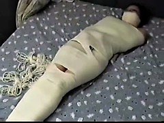 Mummified whore Betty is struggling and gets feet tickled