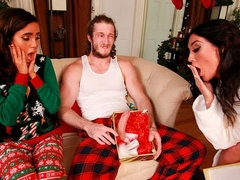 お尻, デカ尻, フェラチオ, 茶髪の, バック, 淫乱熟女, 驚き, 三人