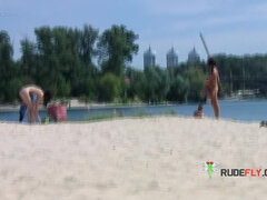 18 ans, Amateur, Nana, Plage, Nue, Nudiste, Public, Adolescente